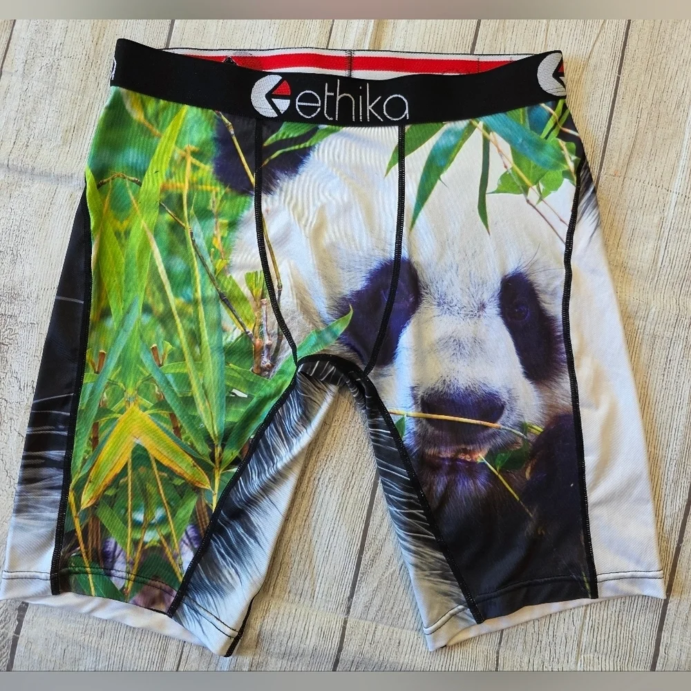 Ethika Men's Size Medium Boxer Brief Panda Bear 8 Inch Active Athletic